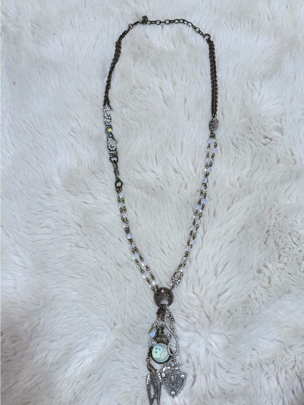 VTG Style Mixed Metal Multi Charm Layered Necklace Boho Whimsygoth